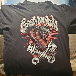 Gas Monkey Black Tee with Red and Gray Cobra Design